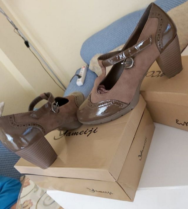 ZAPATOS TACON ANTE Y CHAROL NUEVA TEMPORADA TACÓN 