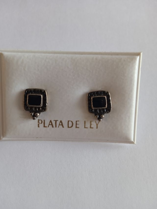 Pendientes plata de ley envejecida