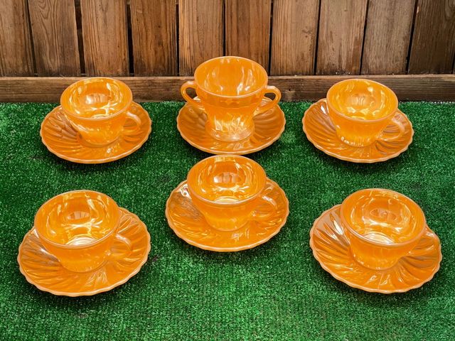 JUEGO DE CAFÉ Y AZUCARERO ANCHOR HOCKING AÑOS 50