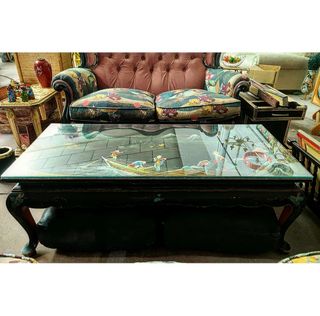 Mesa oriental lacada vintage · pieza de subasta