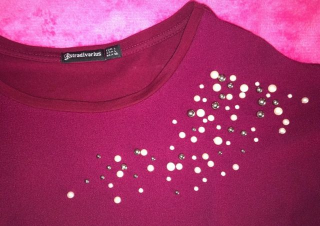 Camisetas media manga verde y burdeos perlas