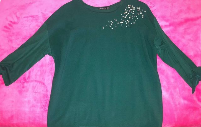 Camisetas media manga verde y burdeos perlas