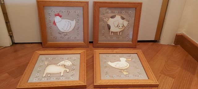 Cuadros animales bebe. 4 cuadros por 15e