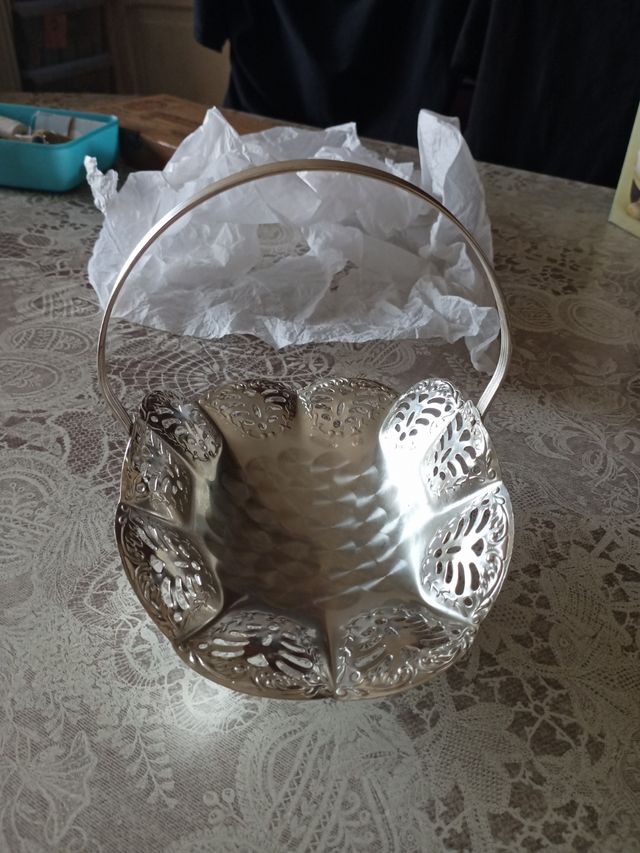 Cesta baño plata nueva