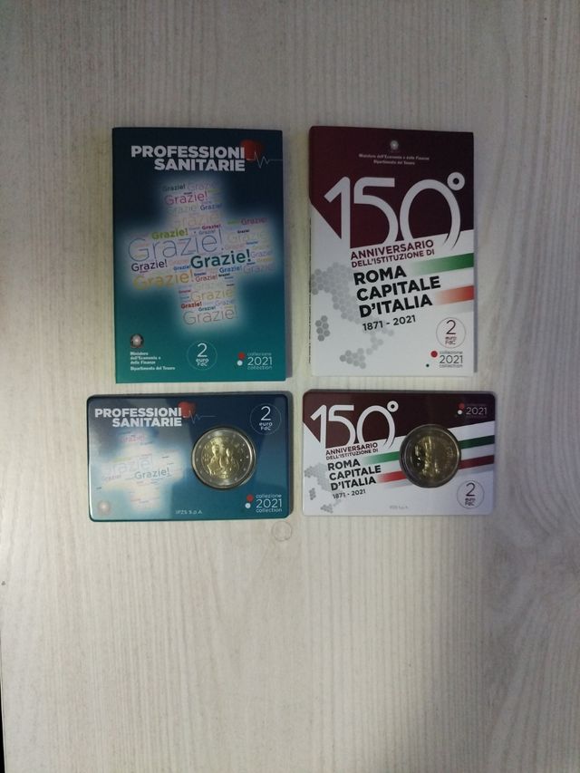 coppia di 2 euro Italia 2021 in coincard ufficiale