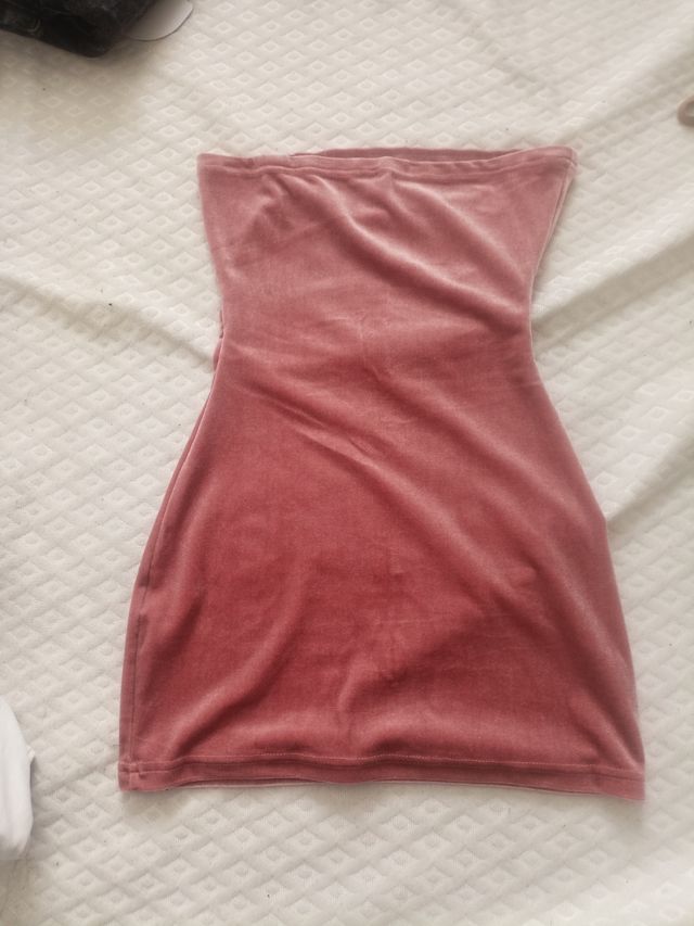 vestido rosa palo de terciopelo