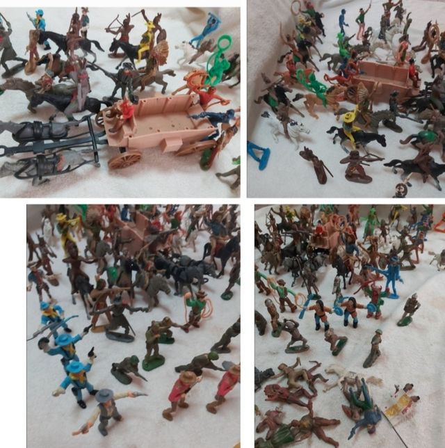 antiguas figuras de goma / indios/ plomo