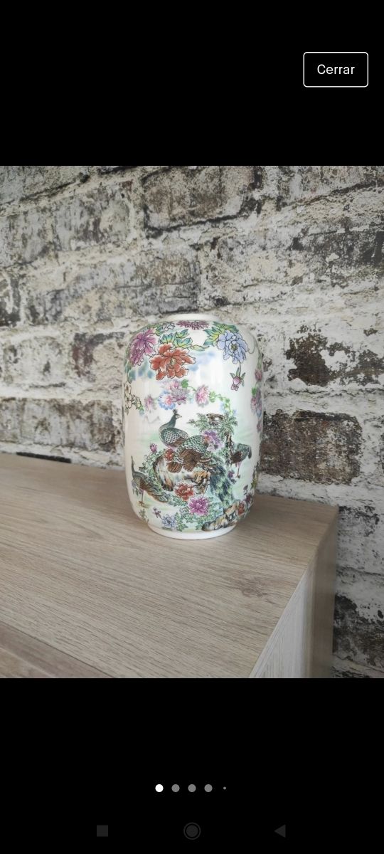 jarrón porcelana motivos orientales