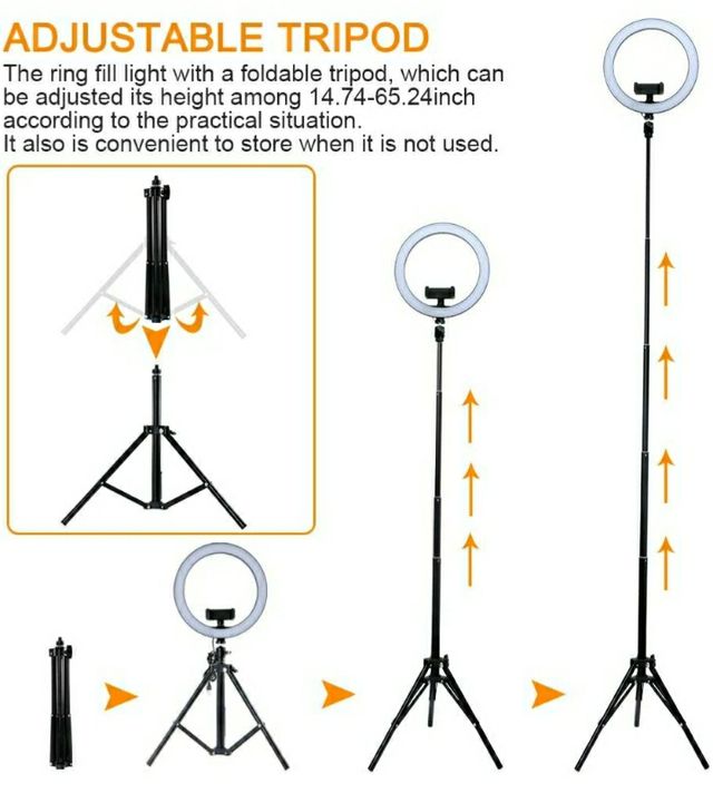 Anillo de luz RGB de 10.2" con trípode y soportes