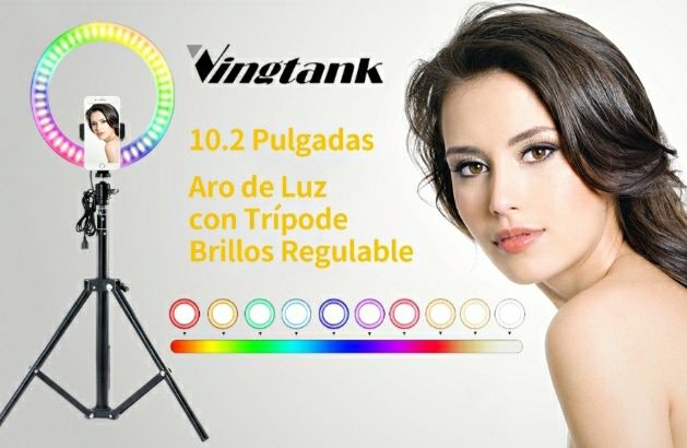 Anillo de luz RGB de 10.2" con trípode y soportes