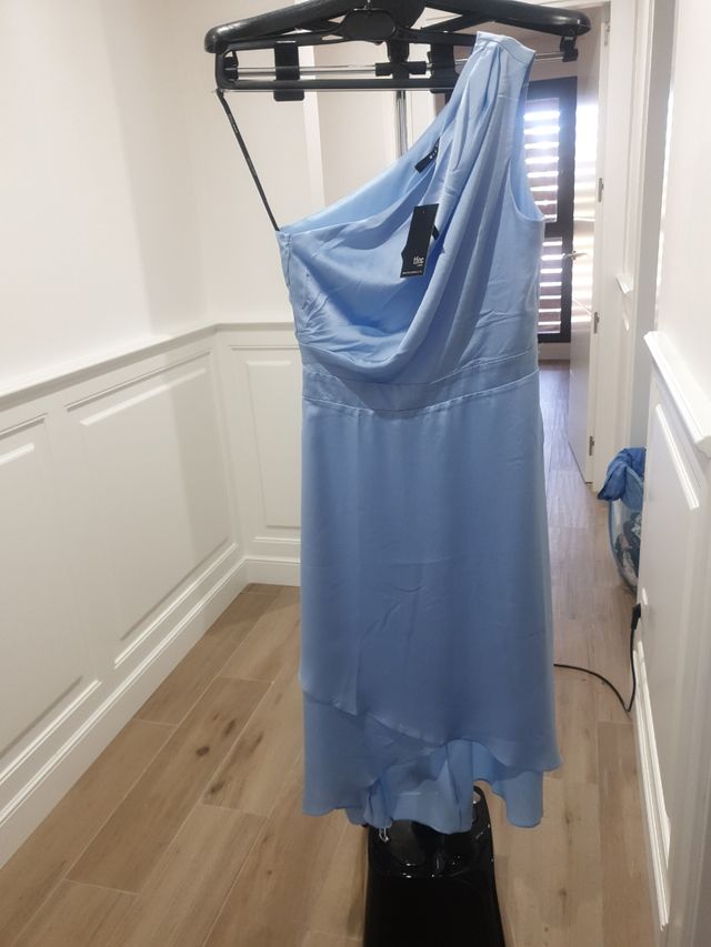 Vestido midi dama de honor azul claro talla M/38