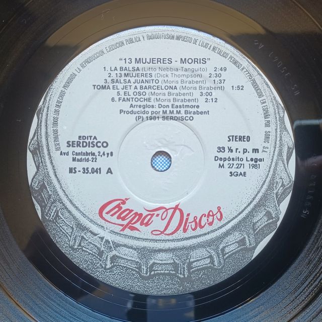 LP Vinilo de Moris-13 Mujeres, Chapa Discos 1981