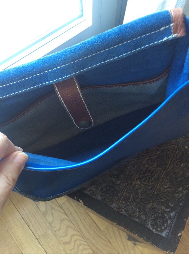 Bolso azul bandolera de piel
