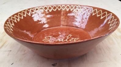 LEBRILLO DE TERRACOTA ESMALTADA.