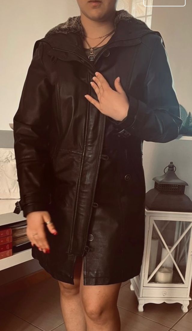 Cappottino imbottito in vera pelle di vitello