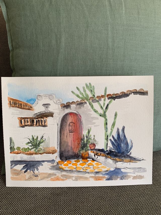 Pintura auténtica en acuarela