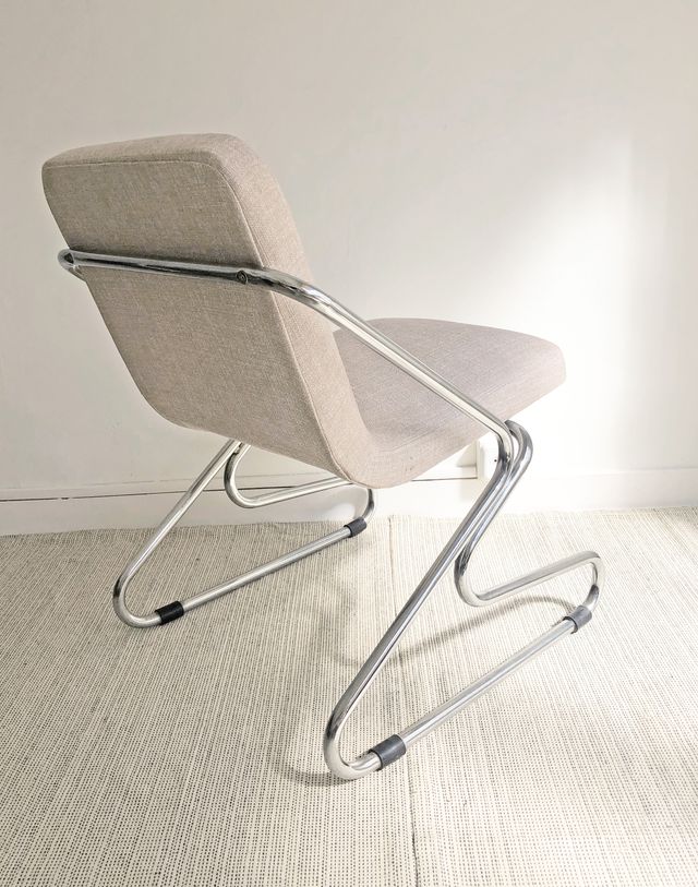 SILLA DE ACERO CROMADO, AÑOS 70