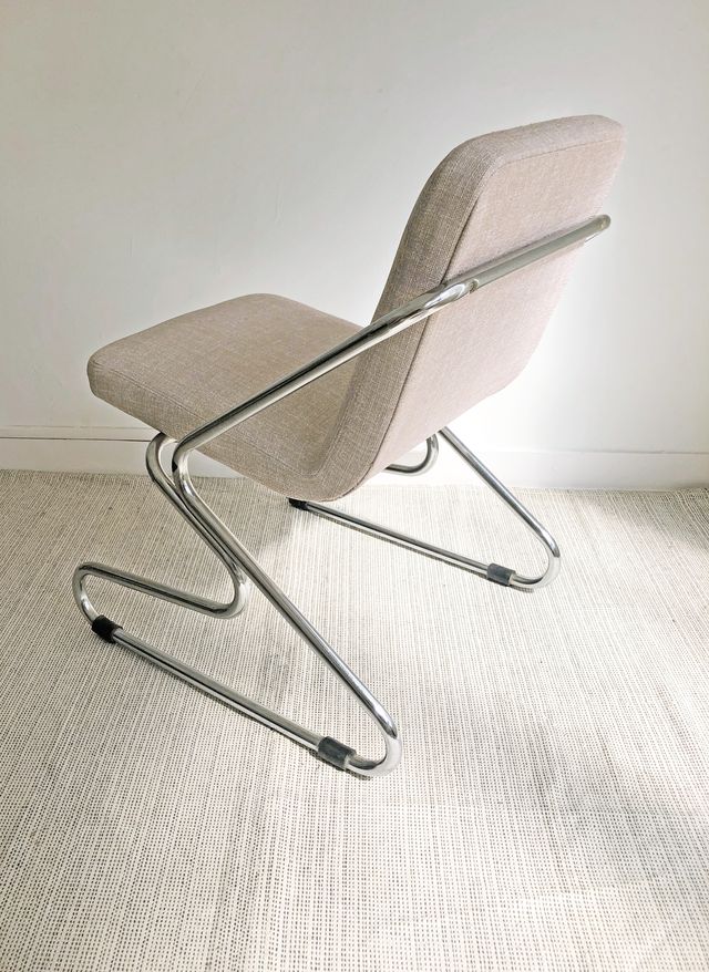 SILLA DE ACERO CROMADO, AÑOS 70