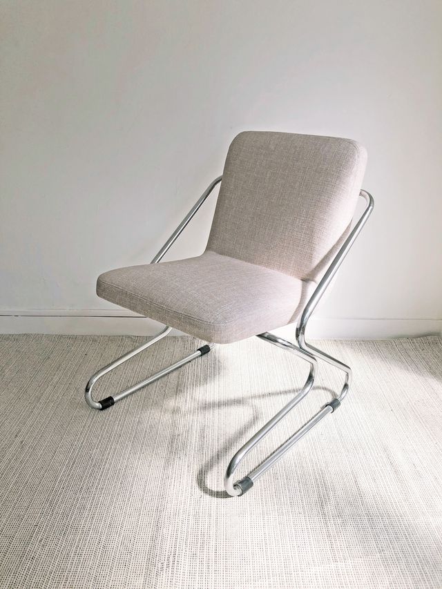 SILLA DE ACERO CROMADO, AÑOS 70