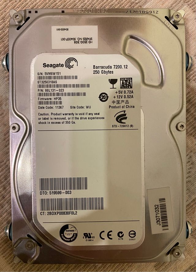 Disco rigido SATA da 250 GB e 7.200 rpm, Seagate Barracuda