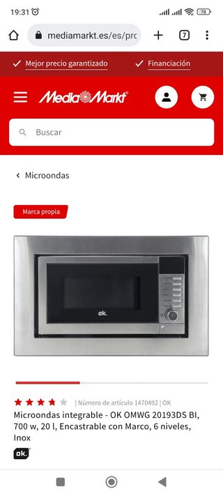 Microondas encastrable-empotrable acero inoxidable de segunda mano por 65  EUR en Mataró en WALLAPOP