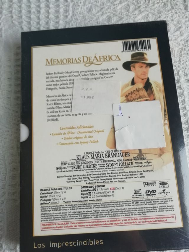 Dvd Memorias de África PRECINTADA