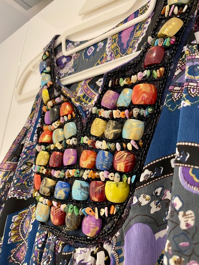 Vestido estampado con piedras XXL