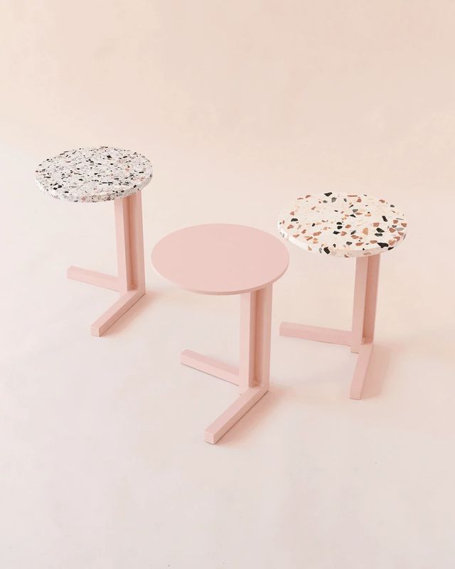 COTA - Mini mesa auxiliar aluminio rosa