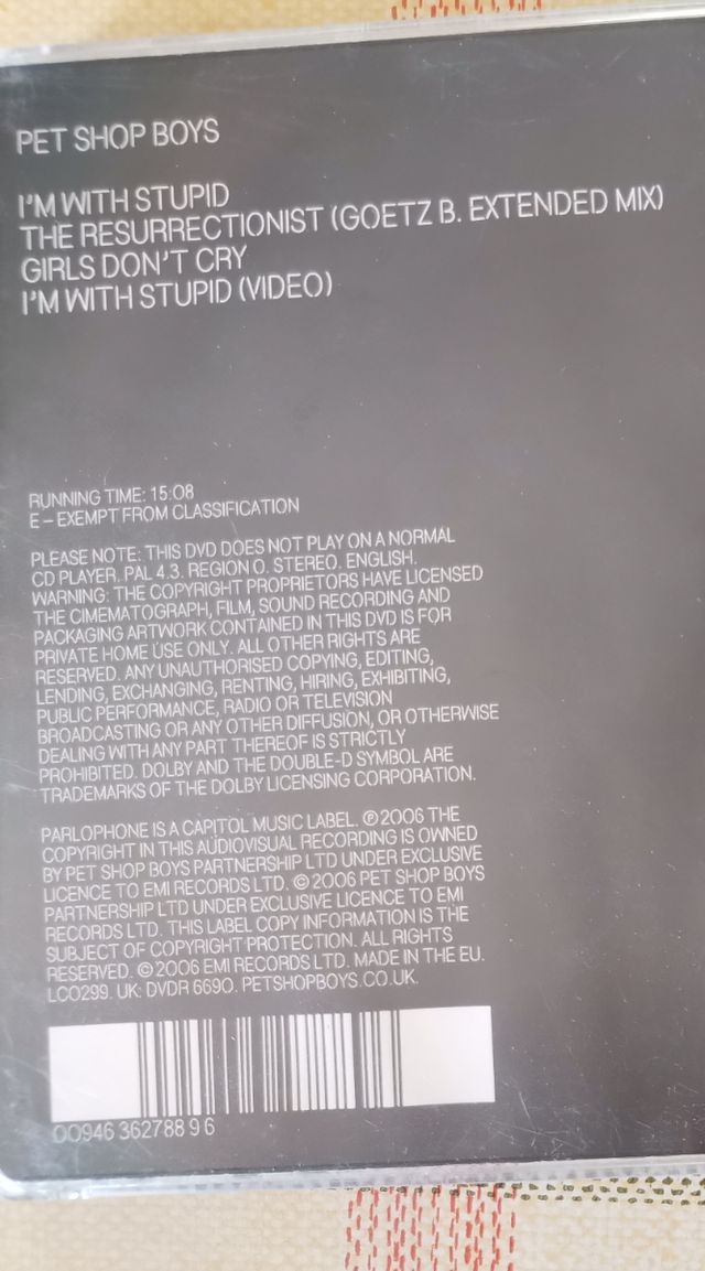 Pet Shop Boys "I'm with stupid" (Single DVD) 