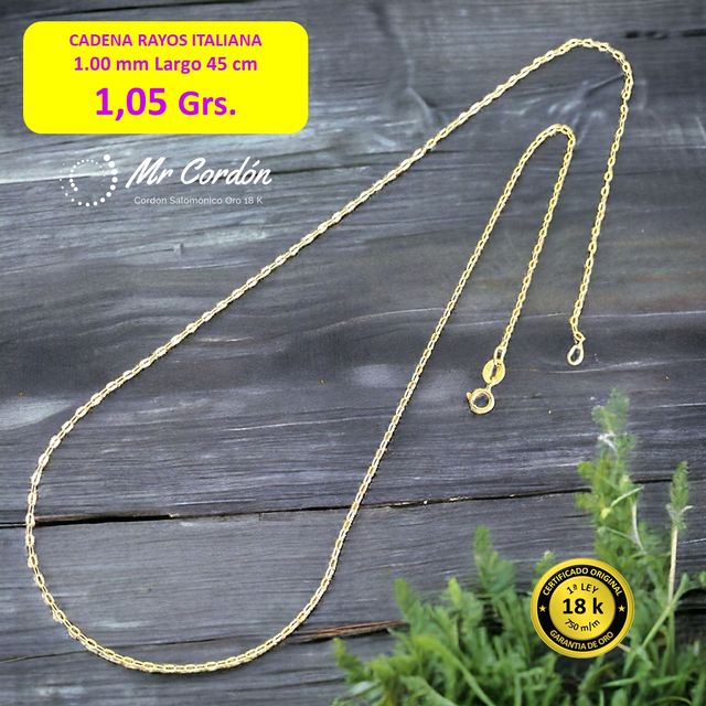 Cadena Rayos de SOL Italiana Oro 18 K