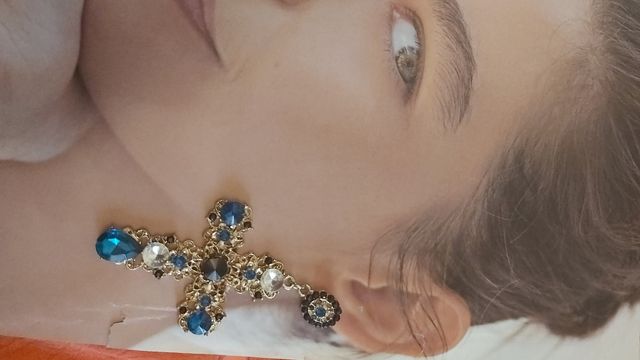 orecchini croce barocca pietre blu, verdi