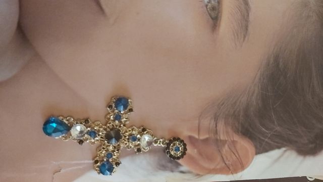 orecchini croce barocca pietre blu, verdi