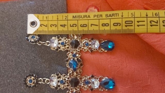 orecchini croce barocca pietre blu, verdi