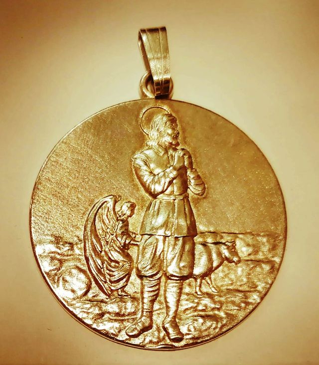 medalla san isidro labrador plata - 20grs - 4cms