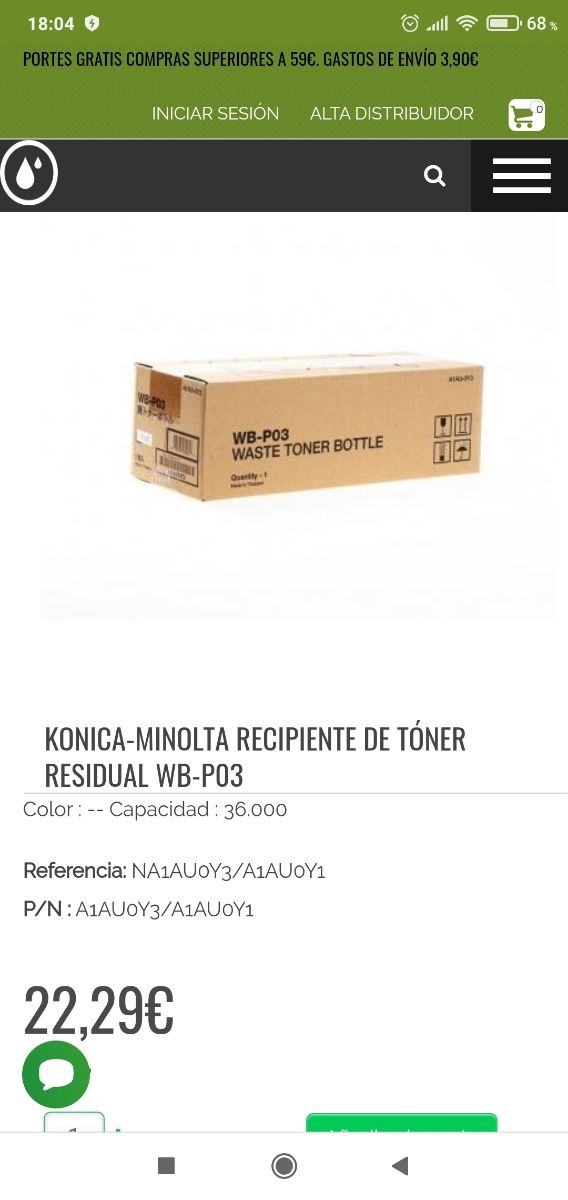 Recipiente de tóner residual konica minolta