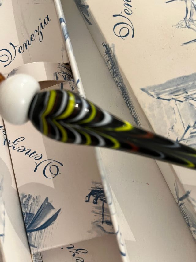 Pluma de Cristal con Tinta y Caja- MURANO ITALIA -