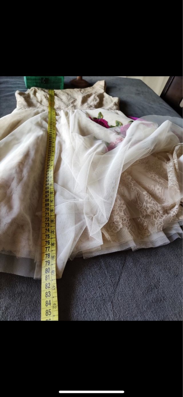 Vestido tul de fiesta talla 38 M con bordados