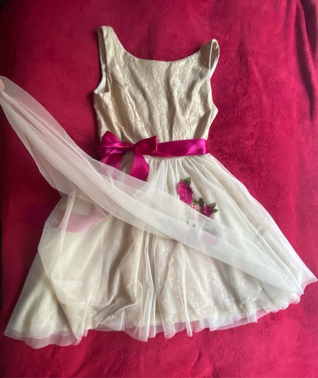 Vestido tul de fiesta talla 38 M con bordados