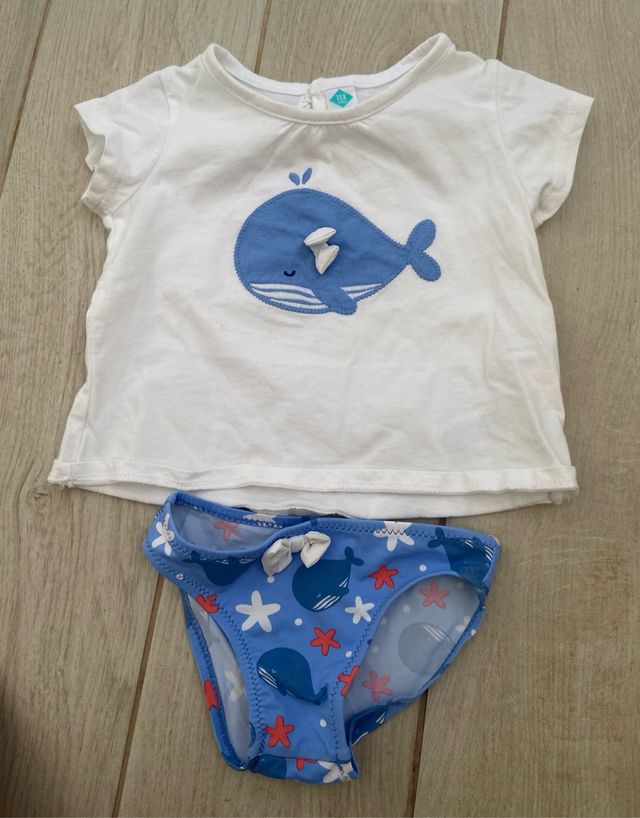 Conjunto camiseta y bañador bebé 1 año