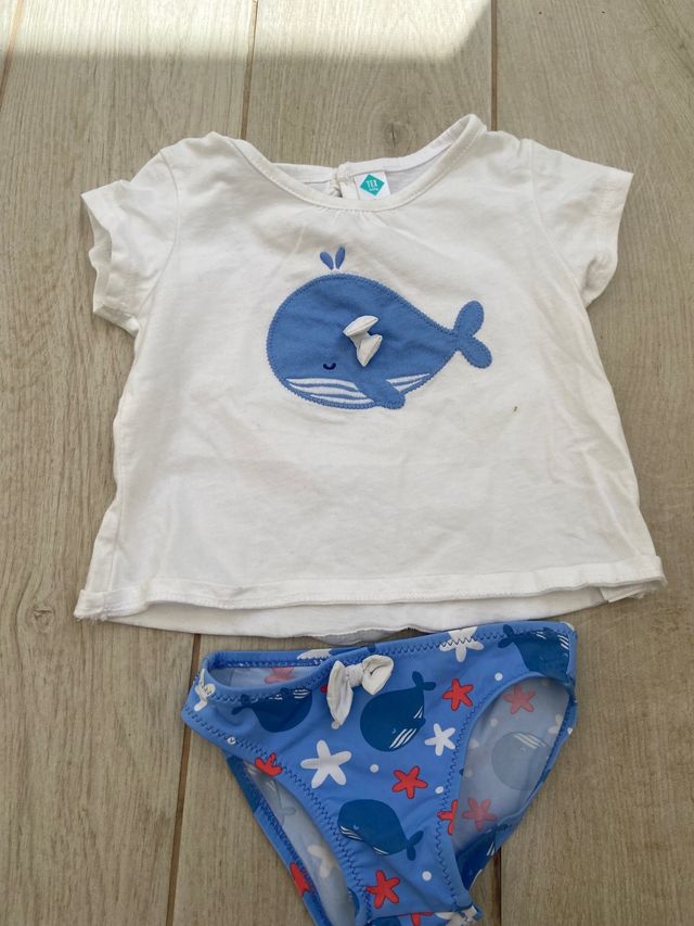 Conjunto camiseta y bañador bebé 1 año