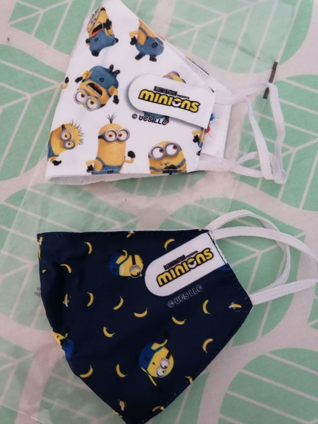 2 máscarilla tela niño Minions