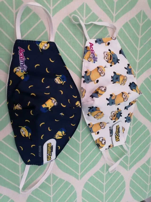 2 máscarilla tela niño Minions