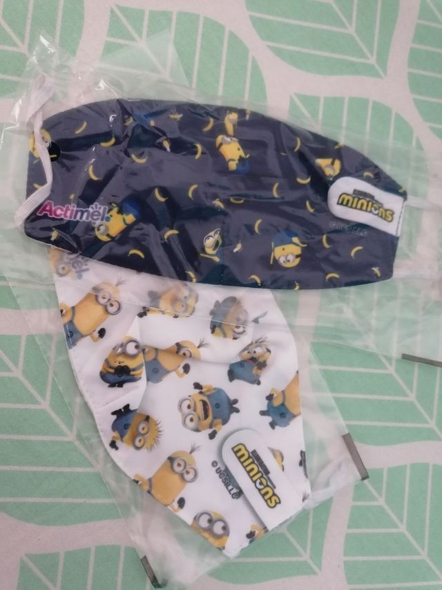 2 máscarilla tela niño Minions