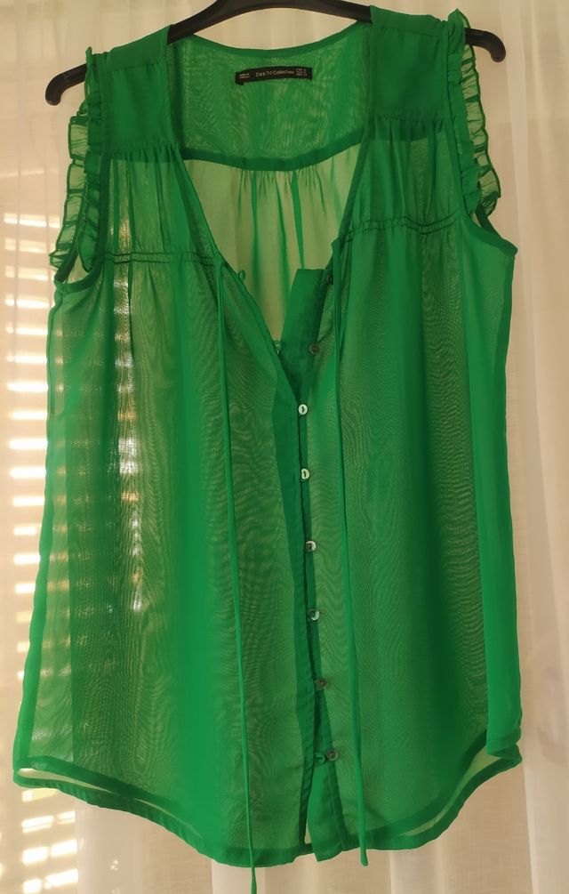Blusa de zara, verde transparente