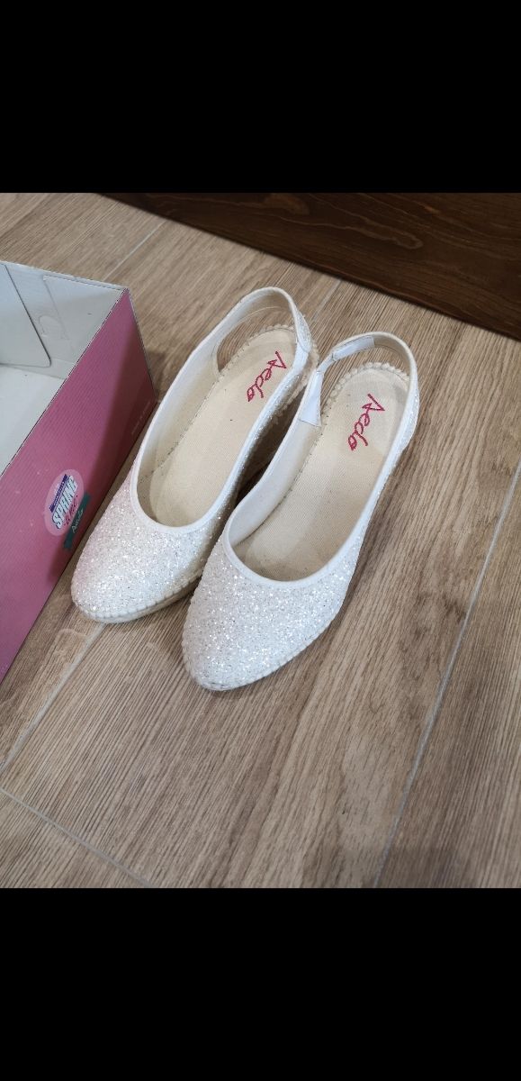 Alpargatas de cuña n.38 aguasai blanco valenciana