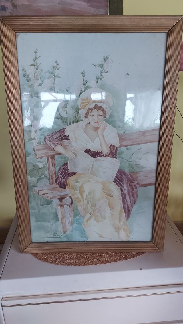 quadro dipinto a mano con cornice in legno.