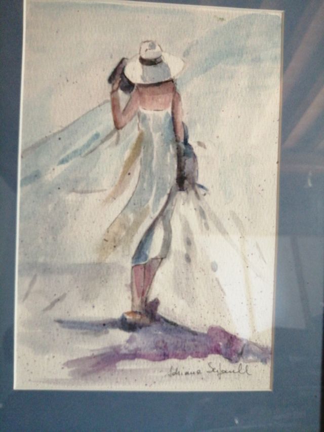 Quadro ad acquerello 'Donna elegante' 