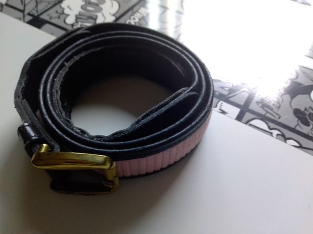 Cinturón cuero/pana rosa