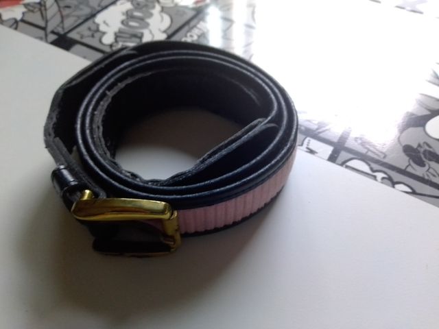Cinturón cuero/pana rosa