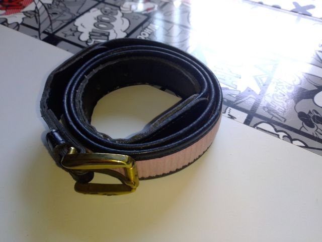 Cinturón cuero/pana rosa